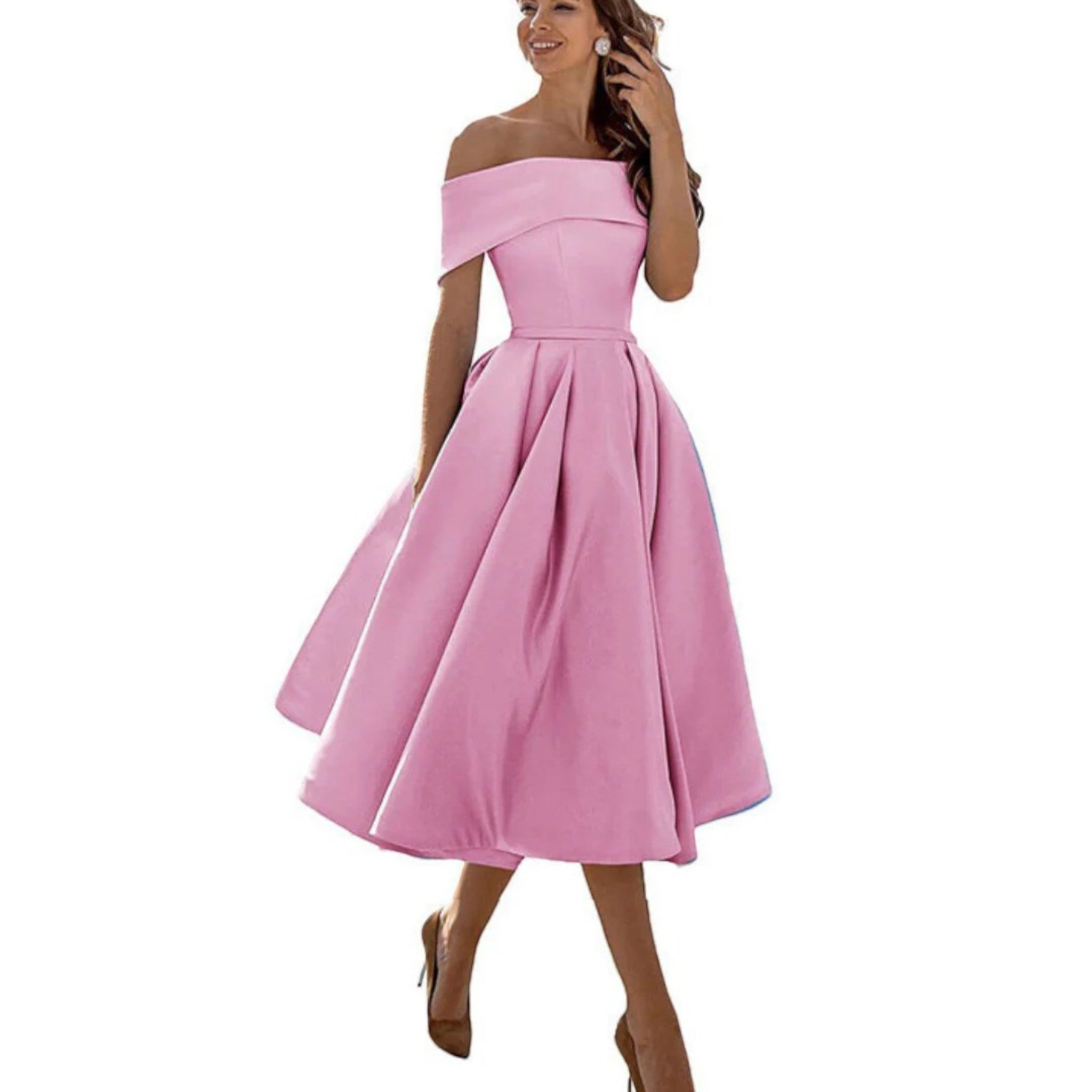 Amira | Abito Da Cocktail Con Spalle Scoperte Da Donna | Midi 8