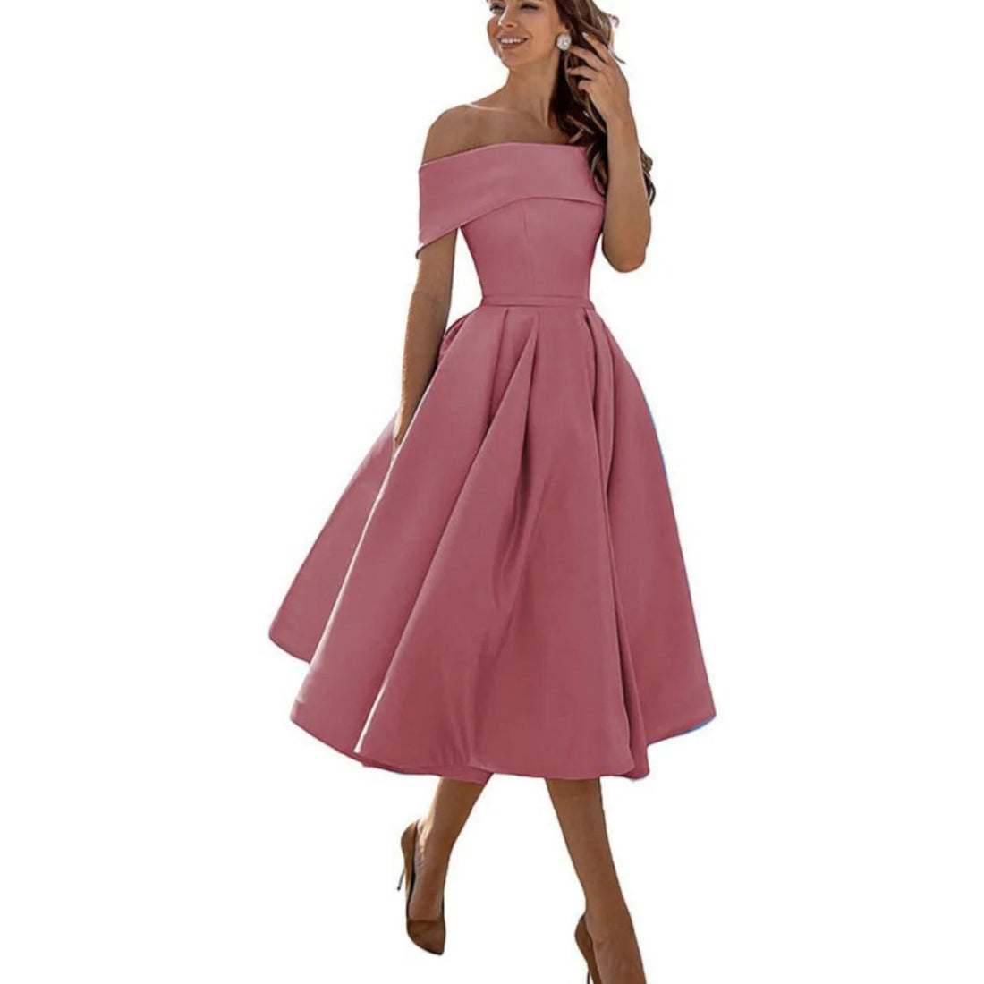 Amira | Abito Da Cocktail Con Spalle Scoperte Da Donna | Midi 0