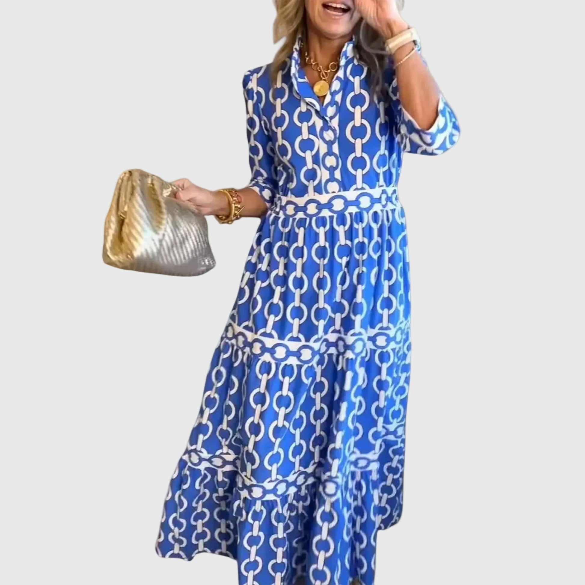 Abito midi Donna | Stampa a catena e vita definita