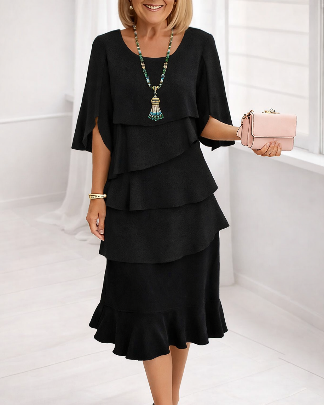 Abito midi Donna | Volant a Strati & Eleganza che Slancia