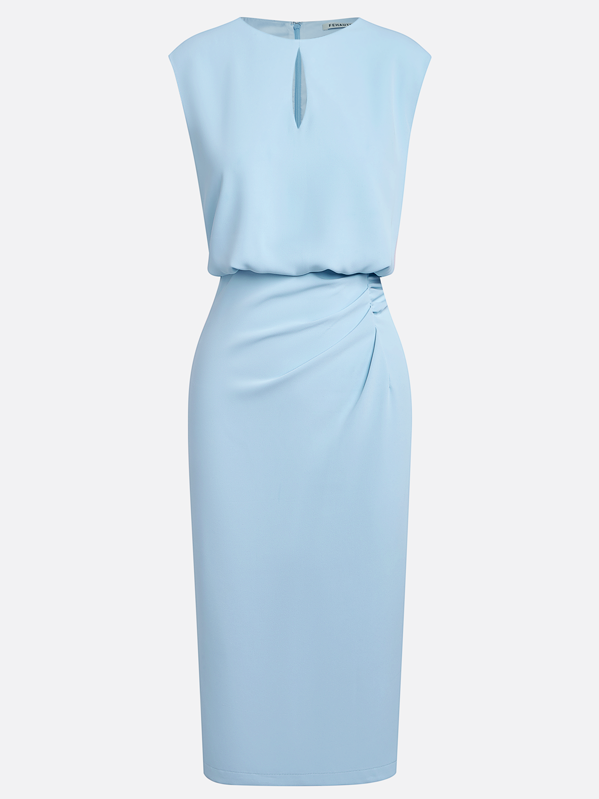 Abito midi di designer Donna | Drappeggio Laterale & Scollo a Goccia