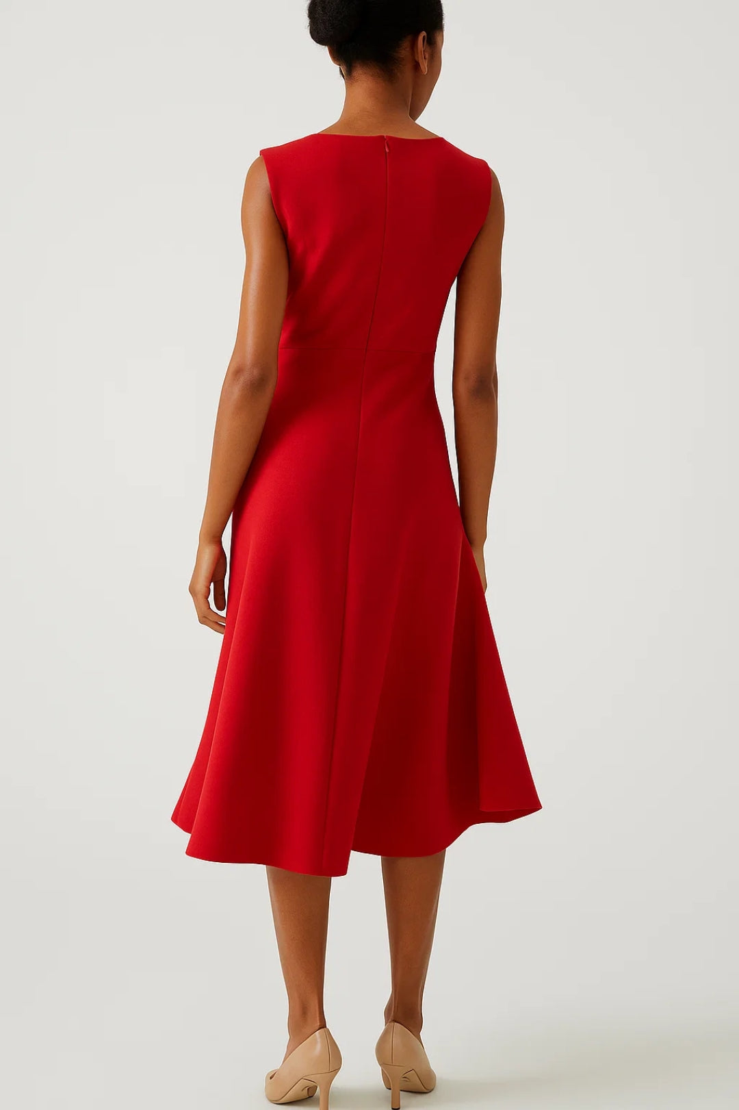 Abito midi elegante con nodo laterale Donna | Taglio svasato e raffinato