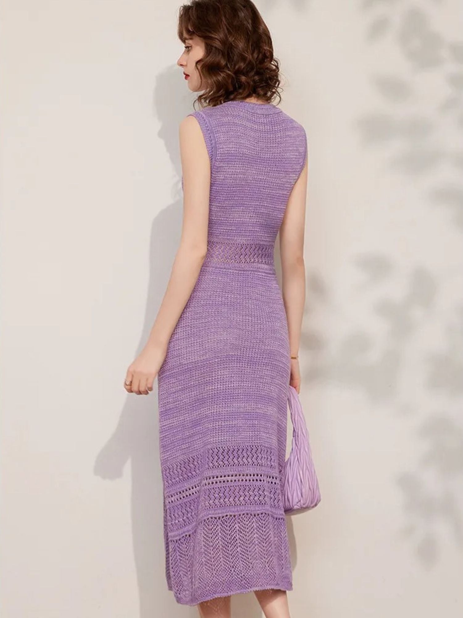 Abito midi senza maniche con elementi a trapunta