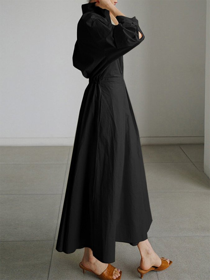 Abito Camicia Maxi Formale con Cintura e Colletto per Eventi Speciali da Donna 5