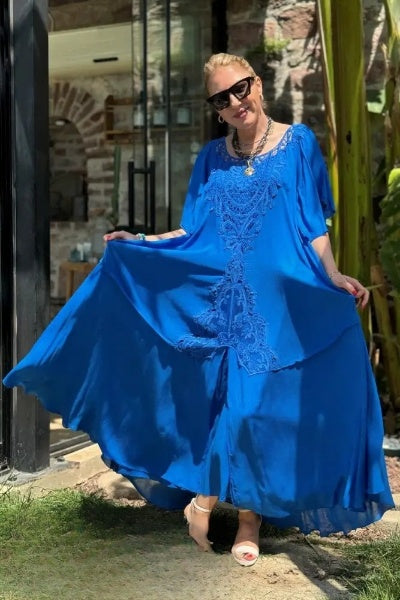 Abito Maxi Donna | Pizzo Ricamato & Silhouette Bohémien Asimmetrica