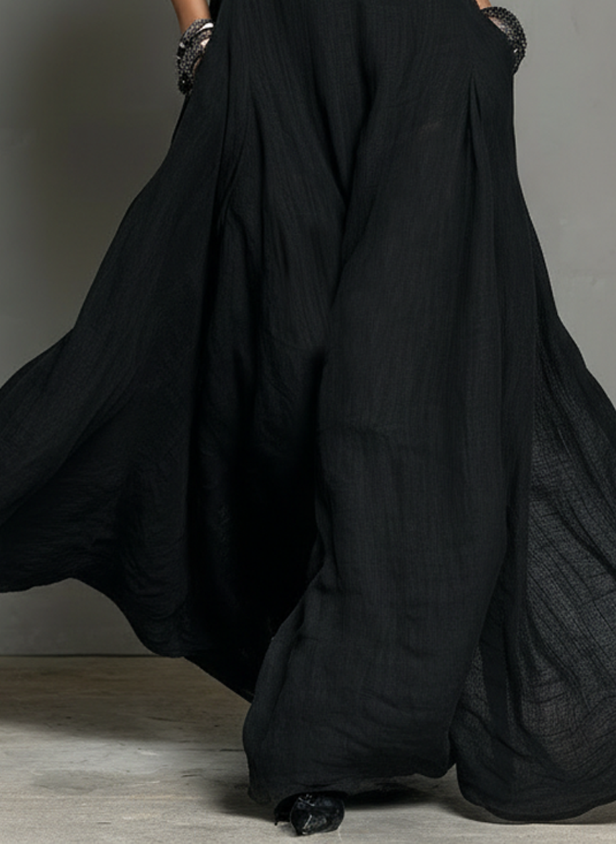 Abito Maxi Senza Maniche in Mistura di Lino Minimalista da Donna 5