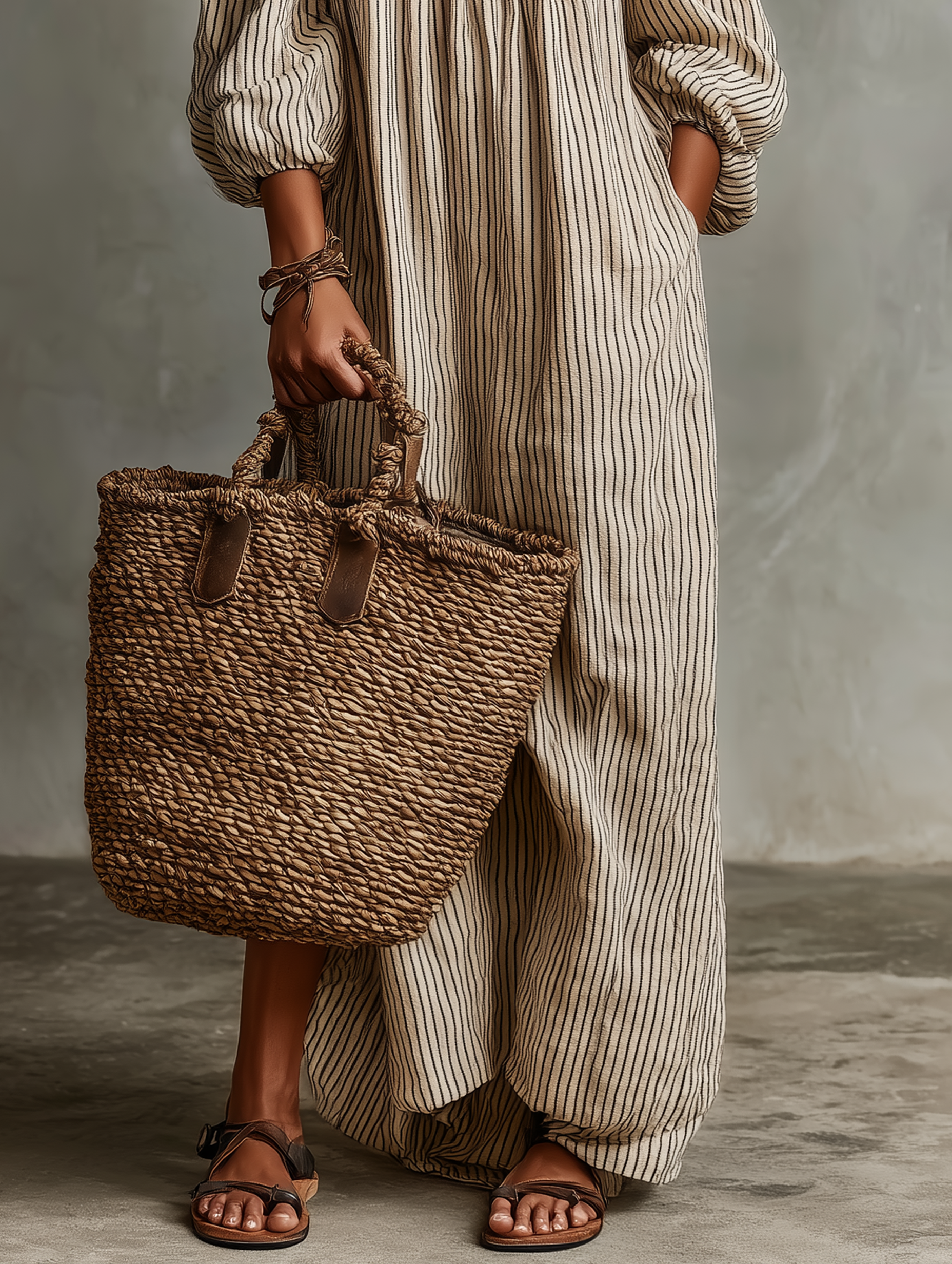 Abito Maxi in Cotone-Lino Off-shoulder a Maniche Lunghe per Donne 5