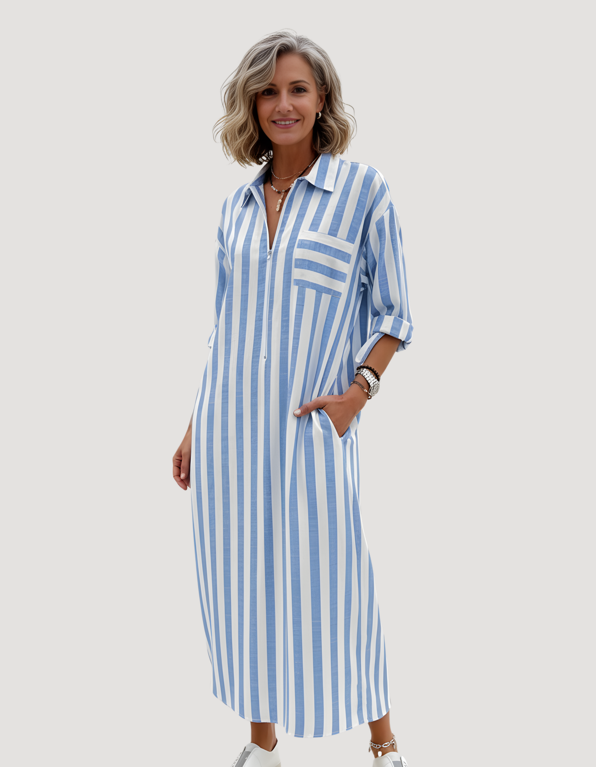 Abito chemisier a righe maxi da donna – Casual e leggero 1