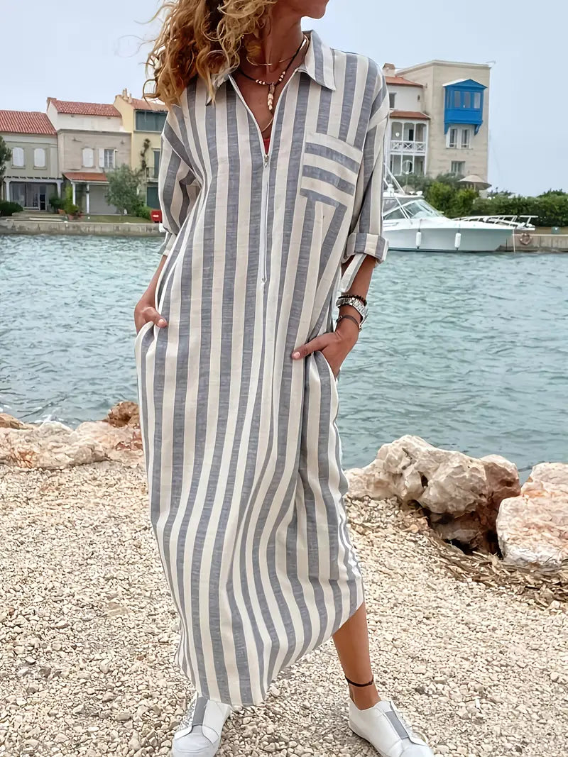 Abito chemisier a righe maxi da donna – Casual e leggero 3