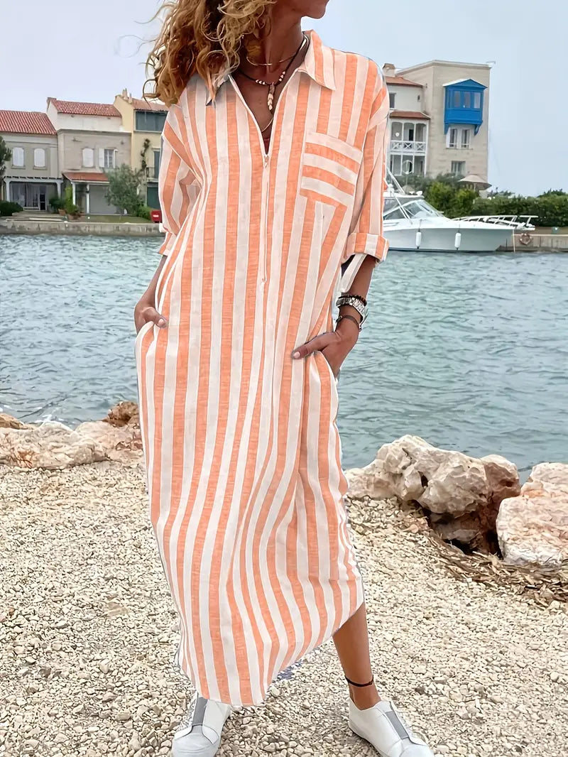 Abito chemisier a righe maxi da donna – Casual e leggero 6
