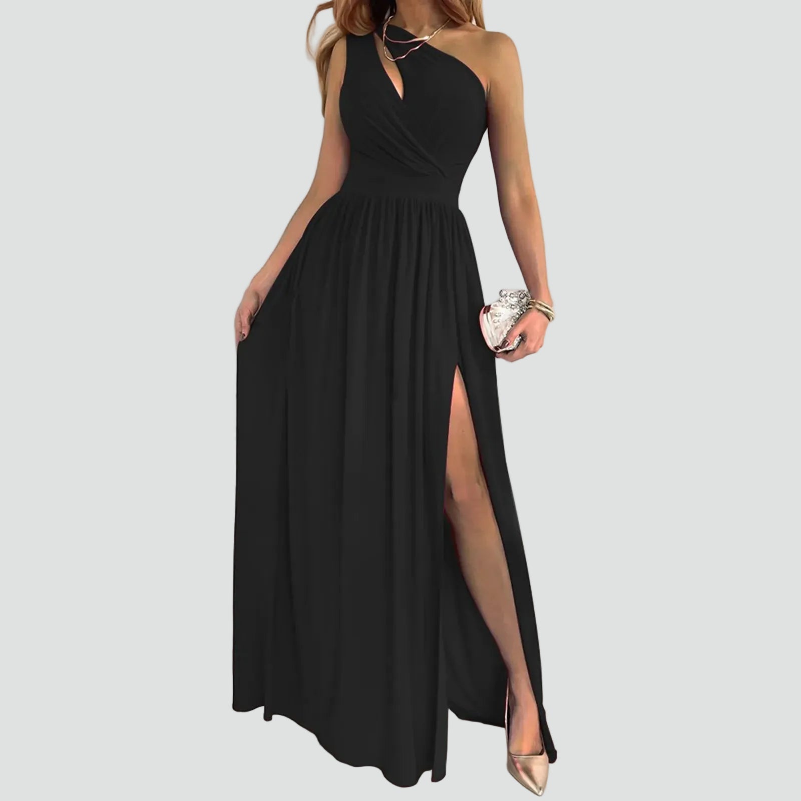 Abito da sera maxi asimmetrico da donna con spacco - Elegante e glamour 2