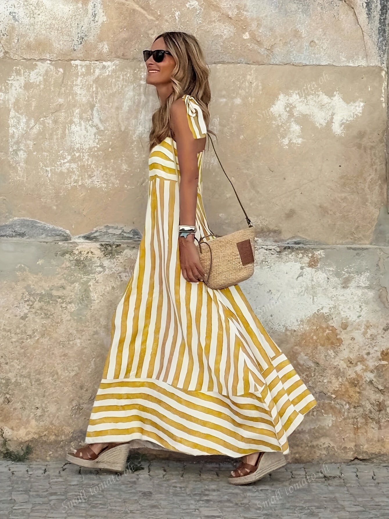 Abito maxi da donna a righe con spalline sottili - Fluido ed estivo 4