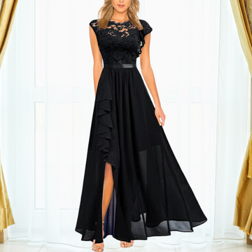 Abito maxi da donna in pizzo e chiffon – Elegante e raffinato 0