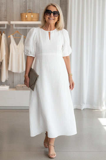 Abito maxi elegante da donna con maniche a sbuffo – Raffinato e intramontabile 0