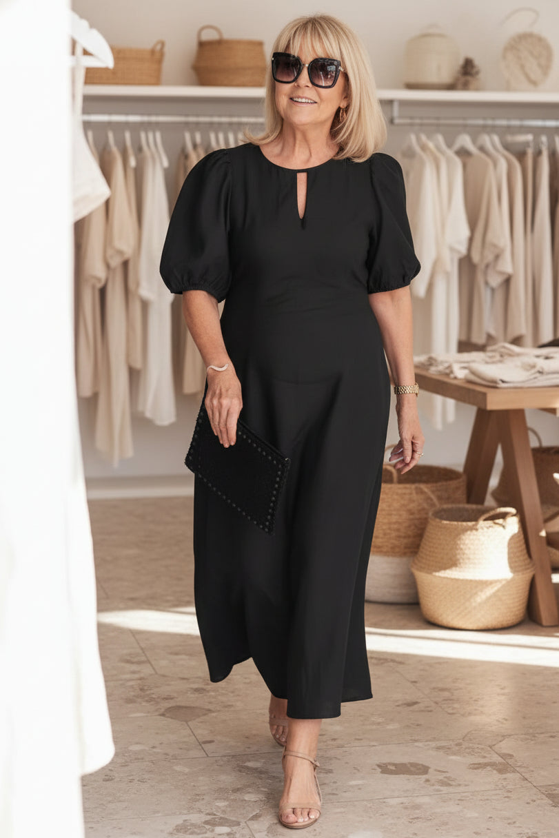 Abito maxi elegante da donna con maniche a sbuffo – Raffinato e intramontabile 1