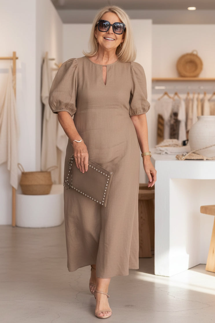 Abito maxi elegante da donna con maniche a sbuffo – Raffinato e intramontabile 2