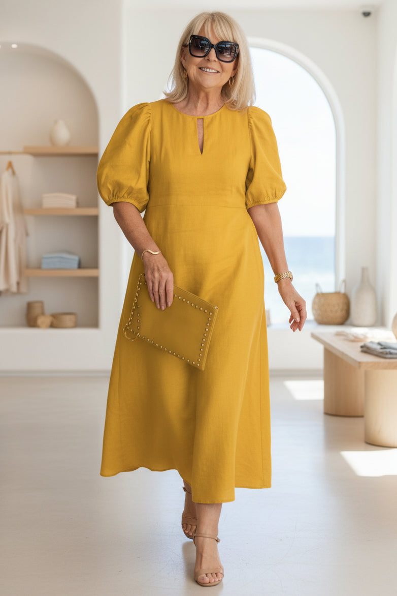Abito maxi elegante da donna con maniche a sbuffo – Raffinato e intramontabile 4