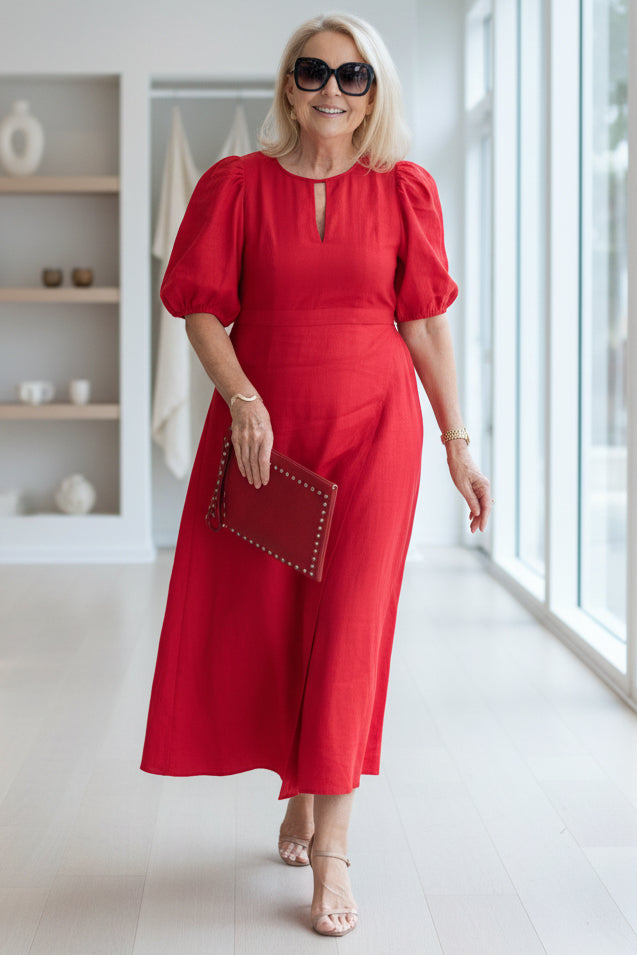 Abito maxi elegante da donna con maniche a sbuffo – Raffinato e intramontabile 5
