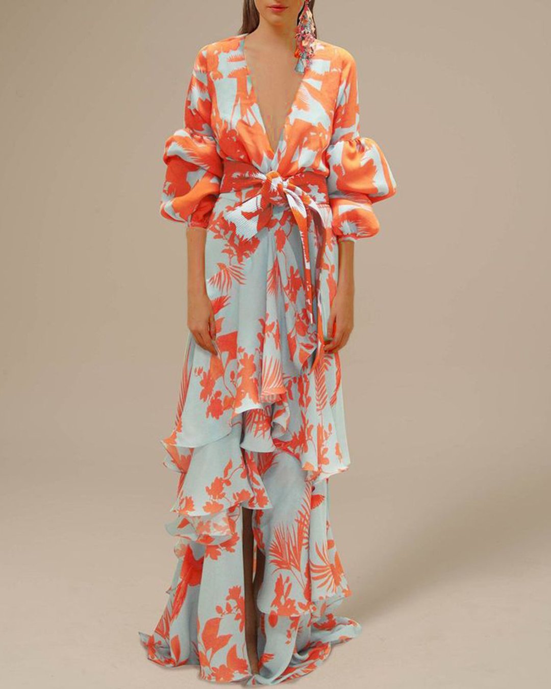 Abito maxi in chiffon stampato da donna – Fluido ed elegante 1