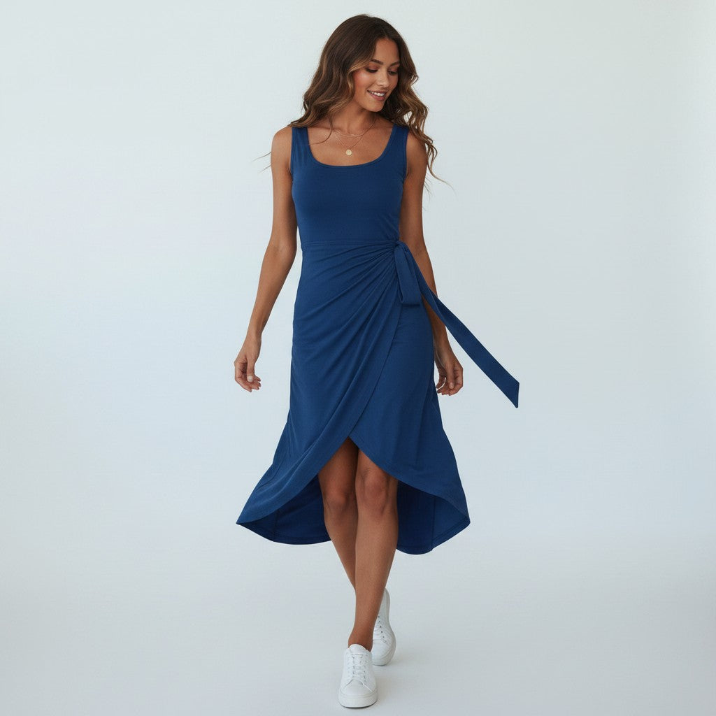 Abito midi a portafoglio da donna - Morbido ed elegante 3
