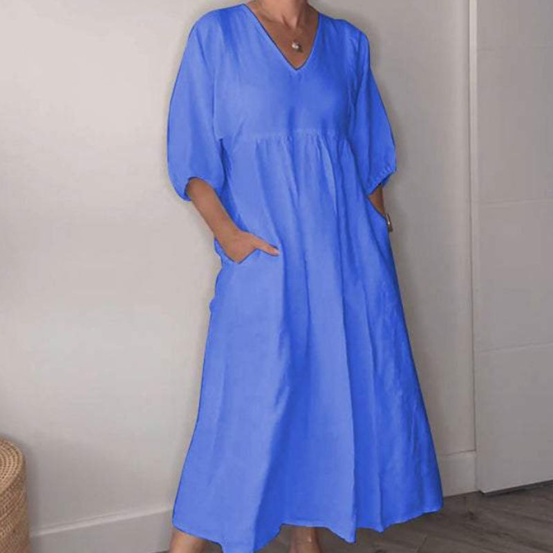 Abito midi da donna con scollo a V confortevole – Chic e fluido 3