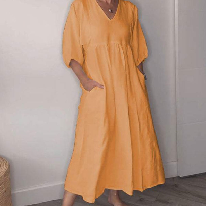 Abito midi da donna con scollo a V confortevole – Chic e fluido 4