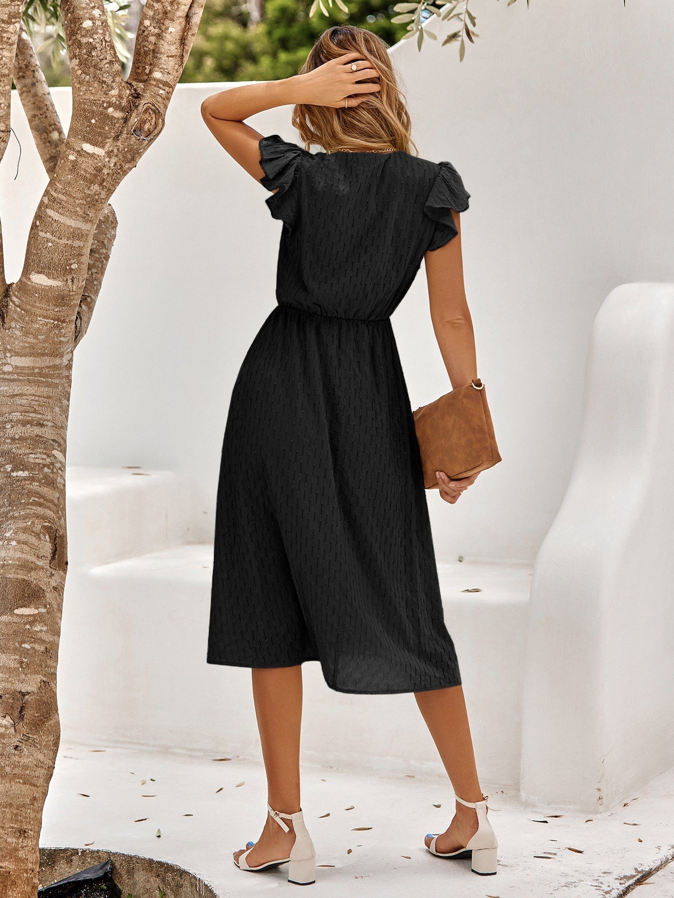Abito midi da donna con volant e scollo a V – Elegante e leggero 1