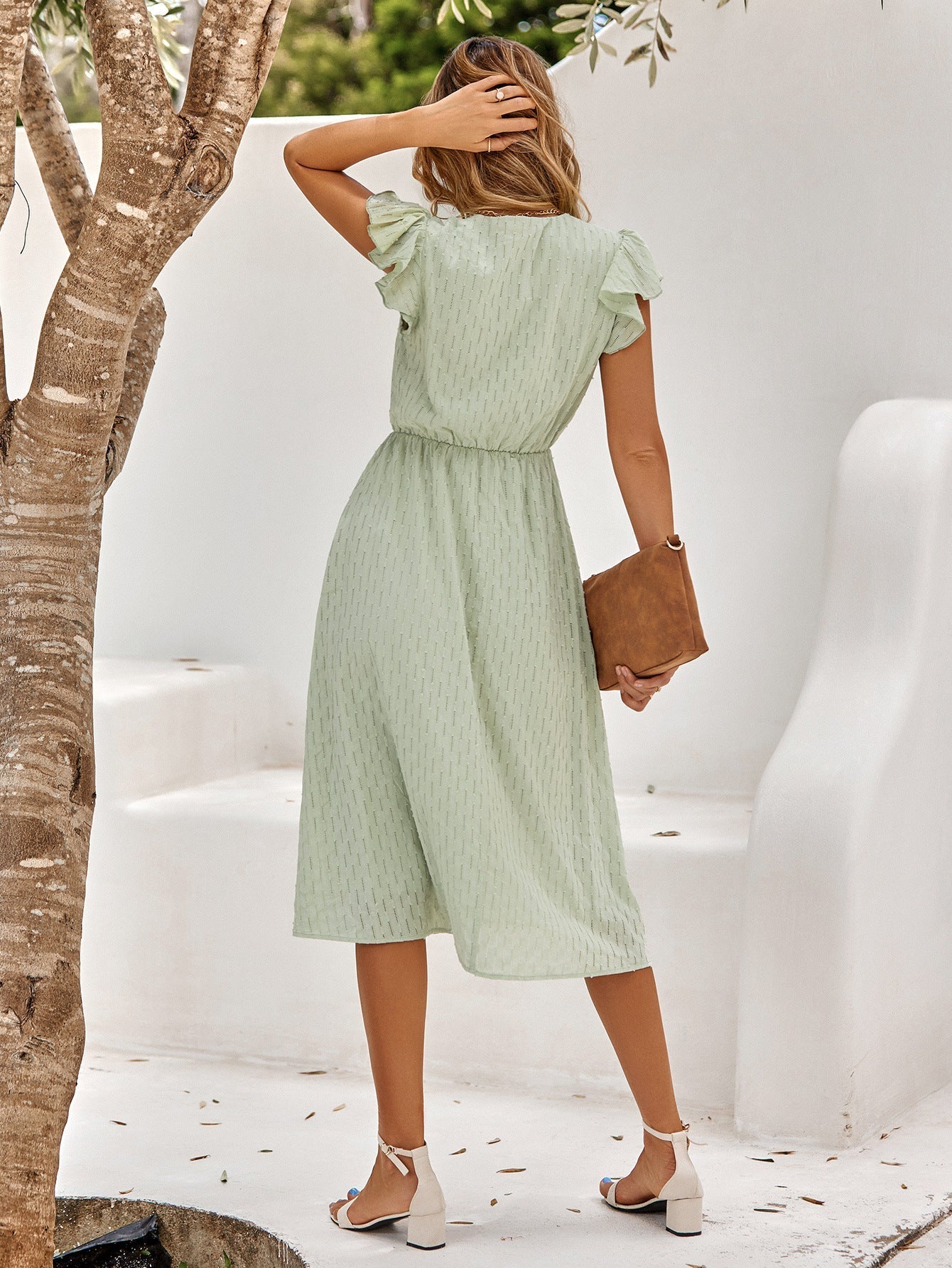 Abito midi da donna con volant e scollo a V – Elegante e leggero 5
