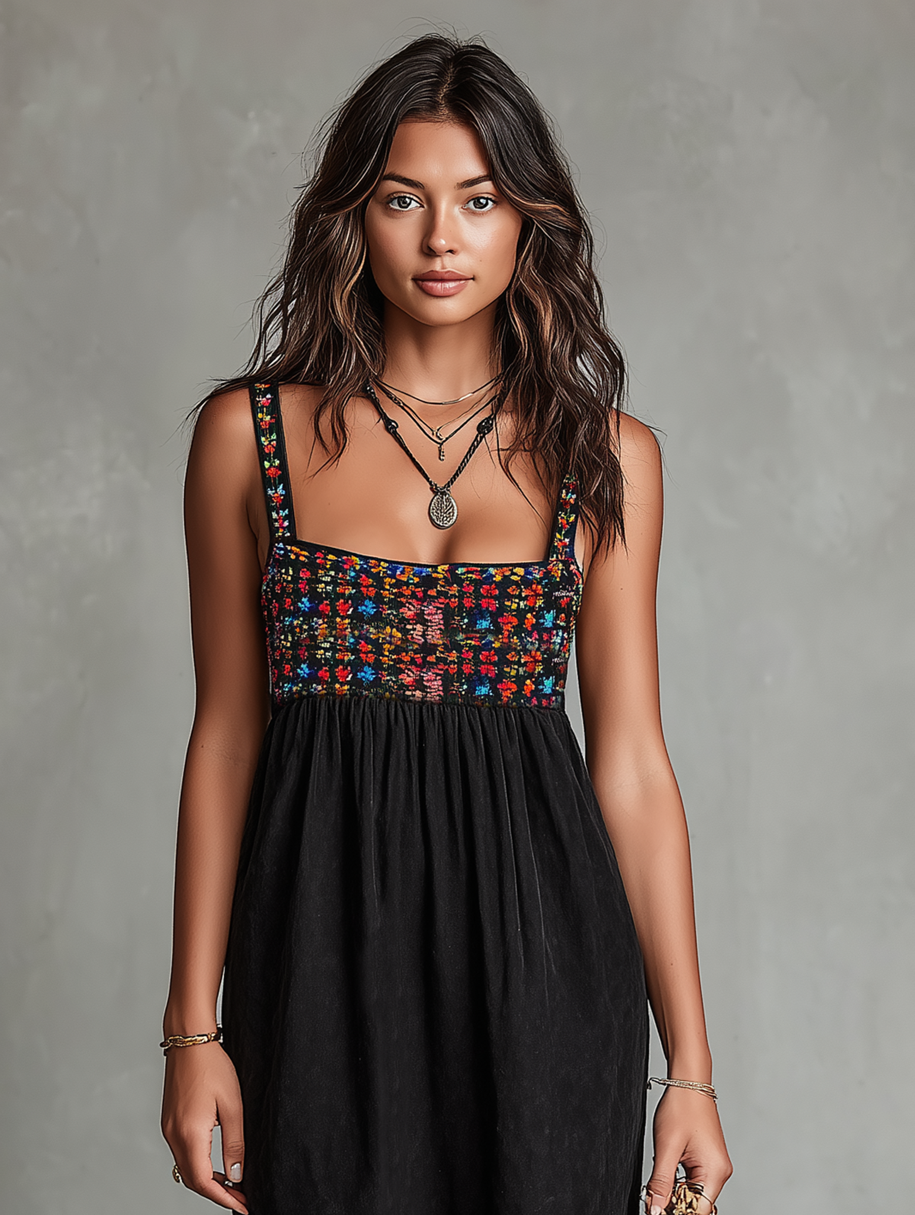 Abito midi ricamato effetto suede da donna - Boho ed elegante 1