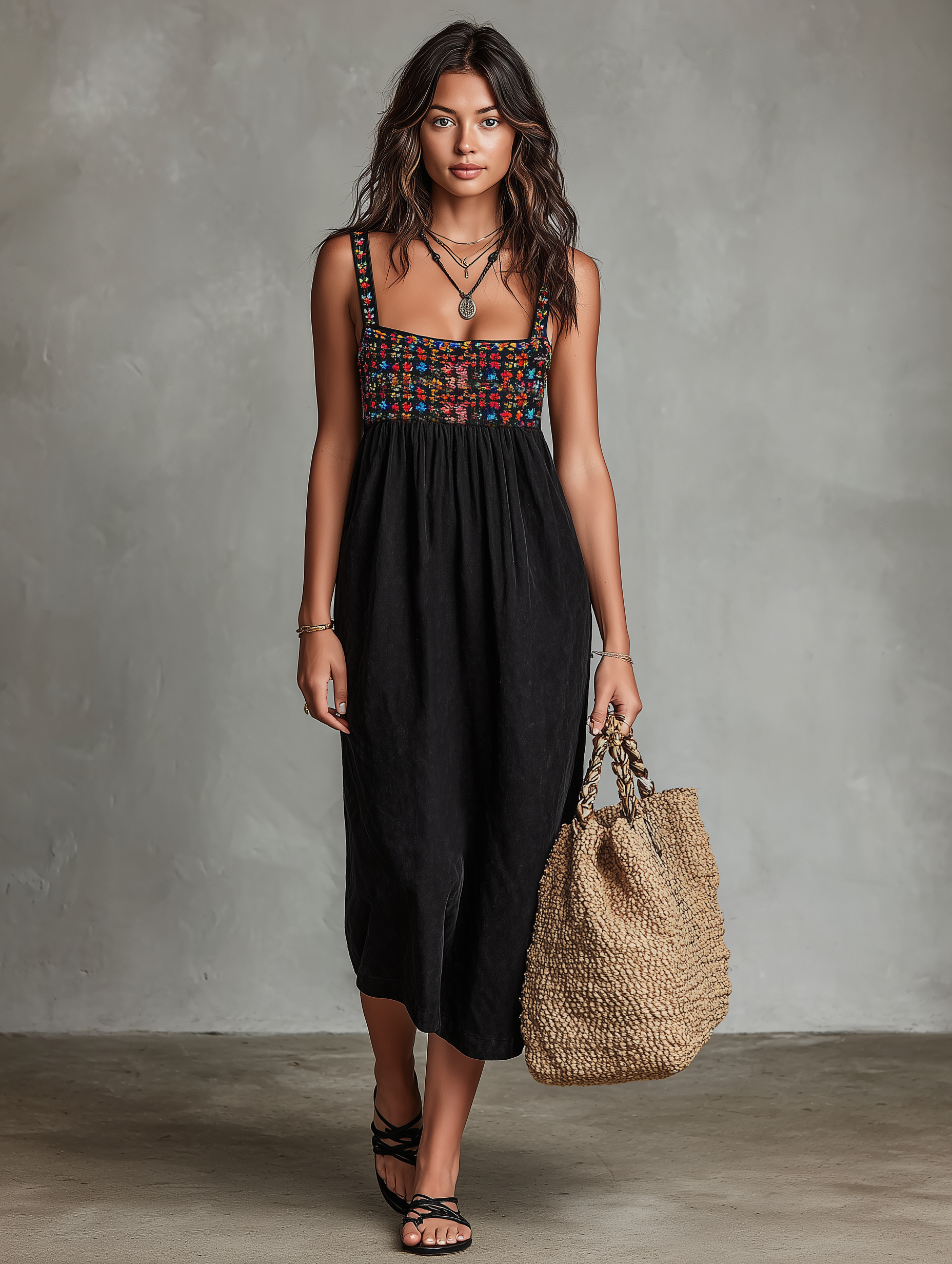 Abito midi ricamato effetto suede da donna - Boho ed elegante 3
