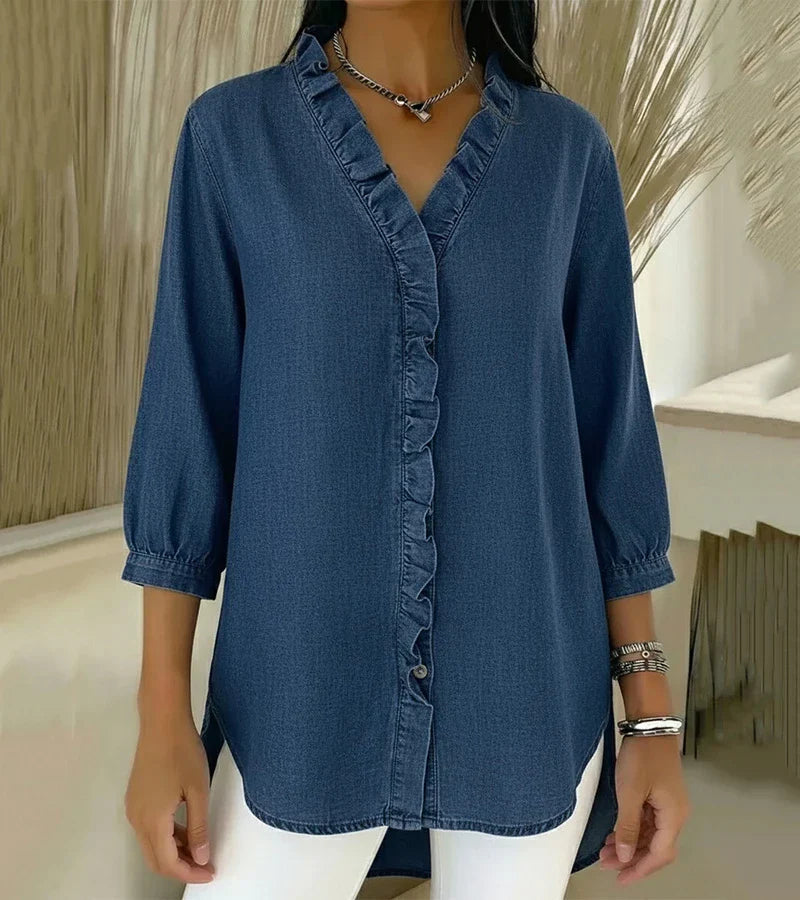Adele | Blusa con scollo a V e volant 0