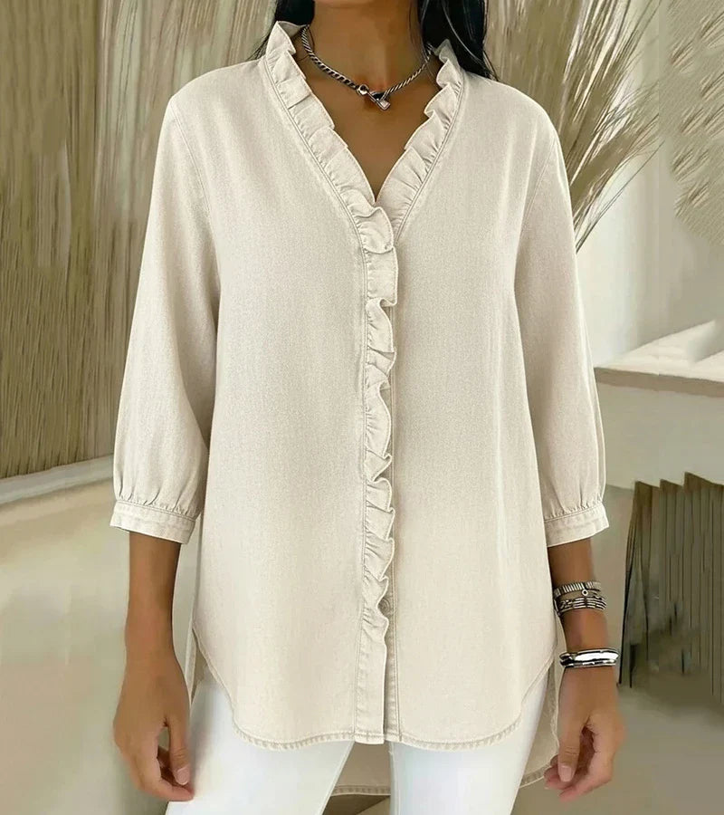 Adele | Blusa con scollo a V e volant 3