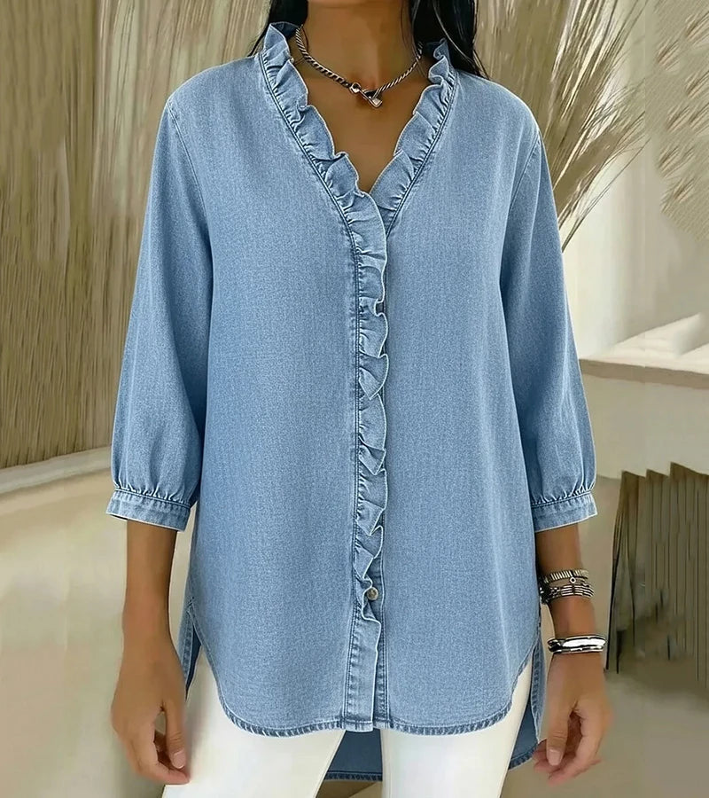 Adele | Blusa con scollo a V e volant 6