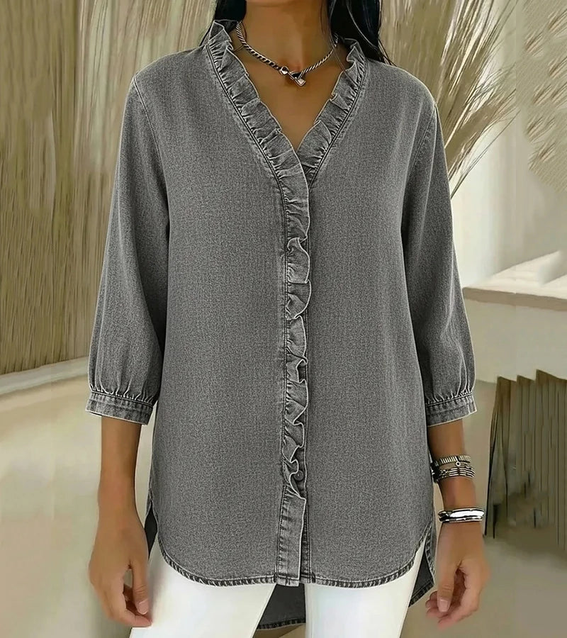 Adele | Blusa con scollo a V e volant 7
