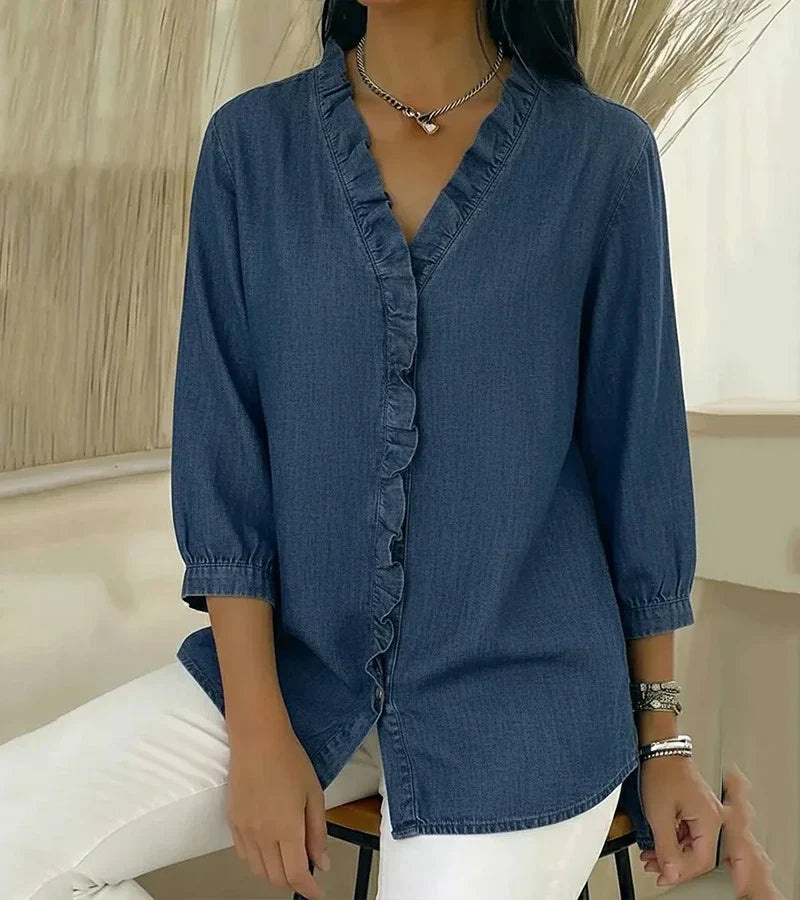 Adele | Blusa con scollo a V e volant 8