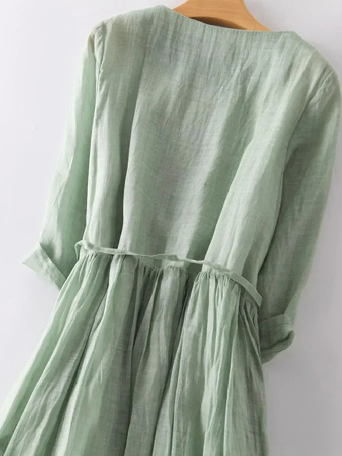 Amalie - Vestito con volant in cotone e lino 1