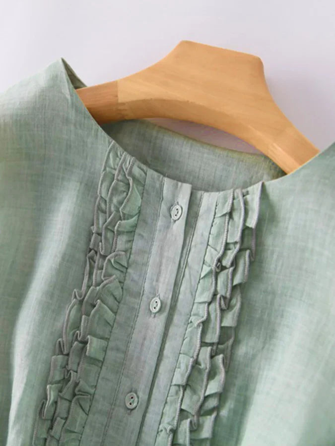 Amalie - Vestito con volant in cotone e lino 2