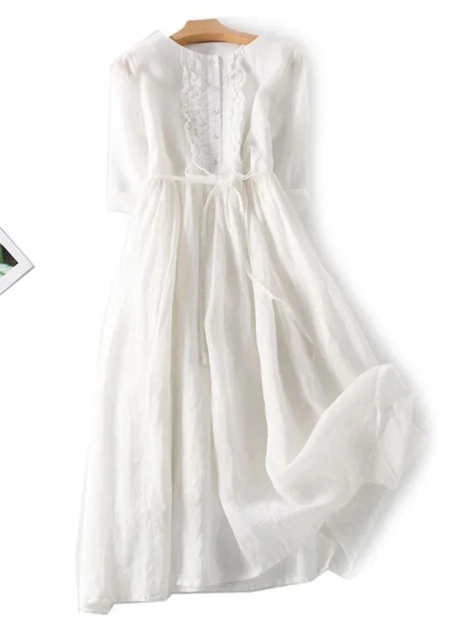 Amalie - Vestito con volant in cotone e lino 5