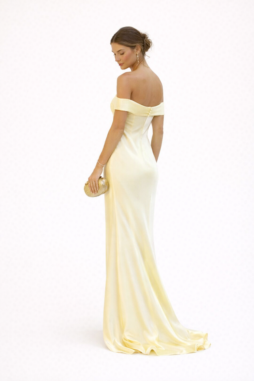 Abito Lungo Donna | Bardot Off-Shoulder & Drappeggio Cuore Satinato