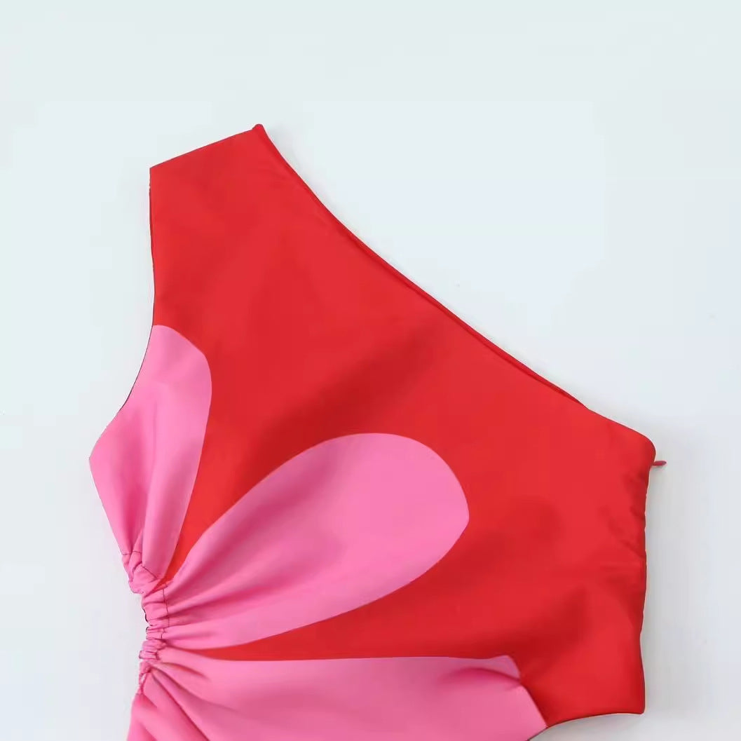 Abito Lungo Donna | Monospalla & Dettaglio Floreale Bold