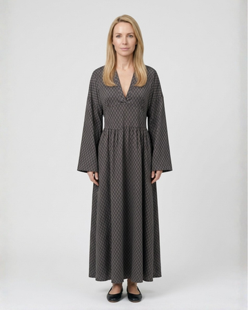 Abito Maxi Donna | Fantasia a Rombi & Maniche Campana Sartoriali