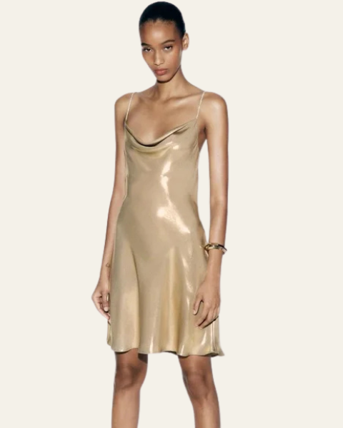 Abito Midi Donna | Effetto Iridescente & Scollo Cowl Sensuale