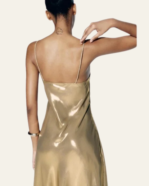 Abito Midi Donna | Effetto Iridescente & Scollo Cowl Sensuale