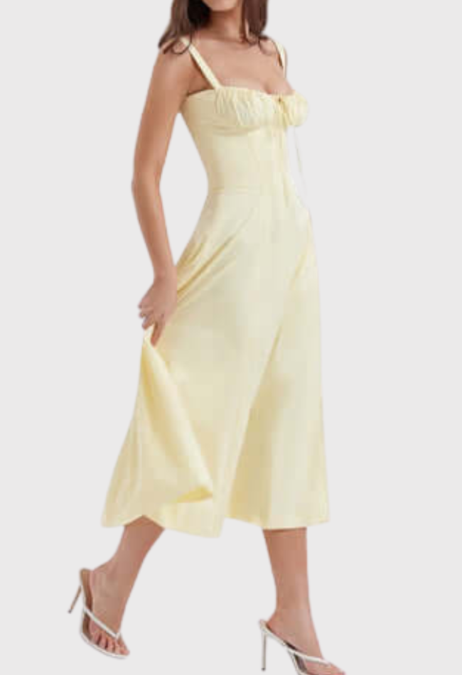 Betania | Abito a corsetto midi autunnale comodo ed elegante 10