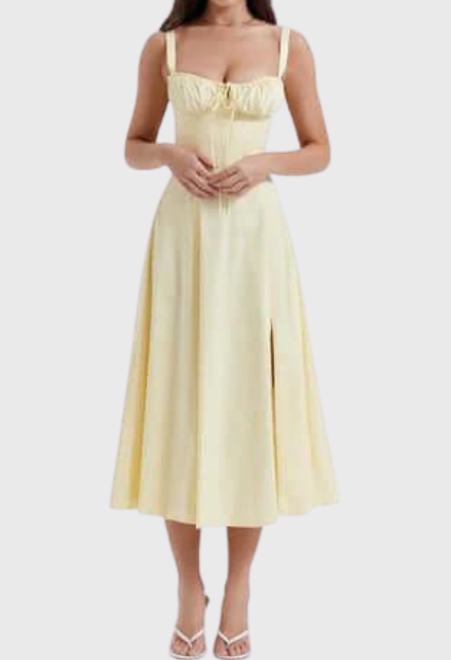 Betania | Abito a corsetto midi autunnale comodo ed elegante 5