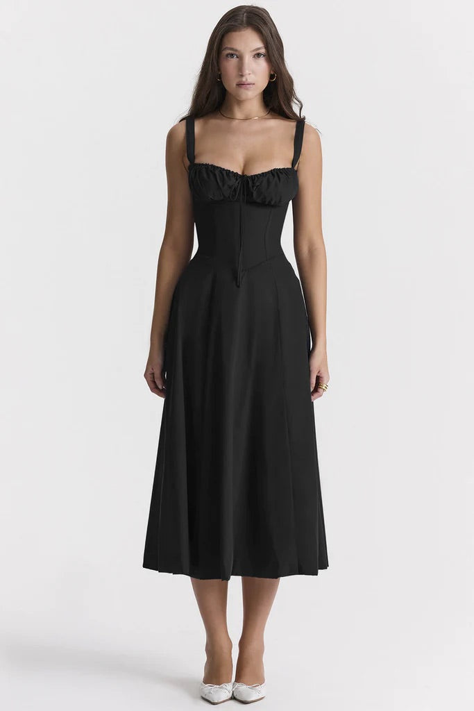 Betania | Abito a corsetto midi autunnale comodo ed elegante 8