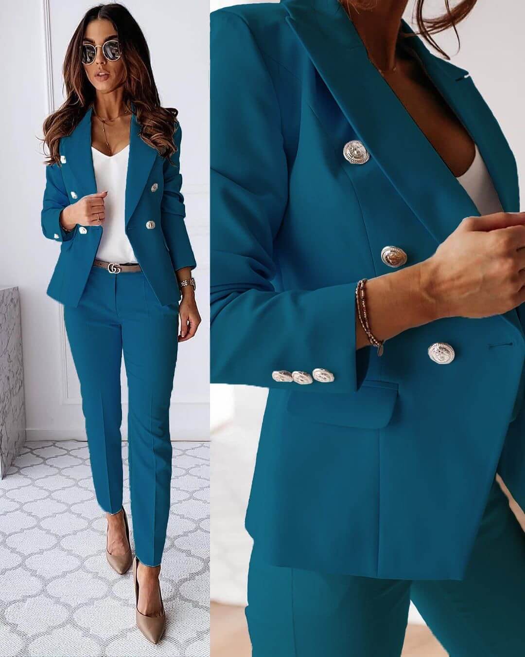 Elegante tailleur pantalone da donna - 2 pezzi con blazer 3