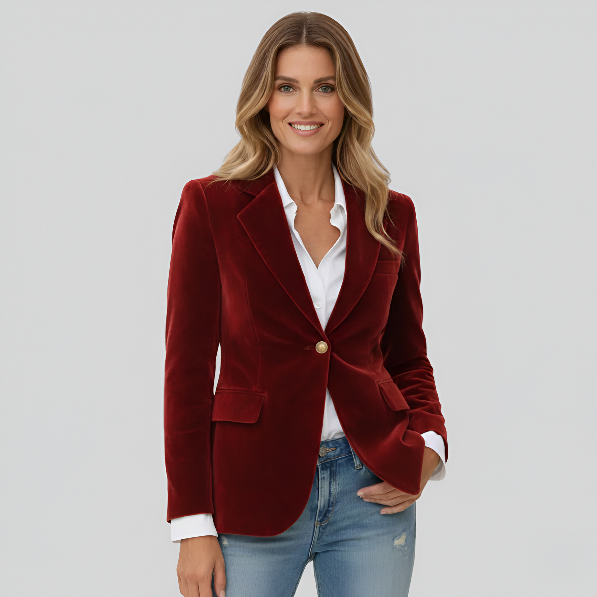 Valerios Fashion blazer donna elegante in velluto a un bottone 5