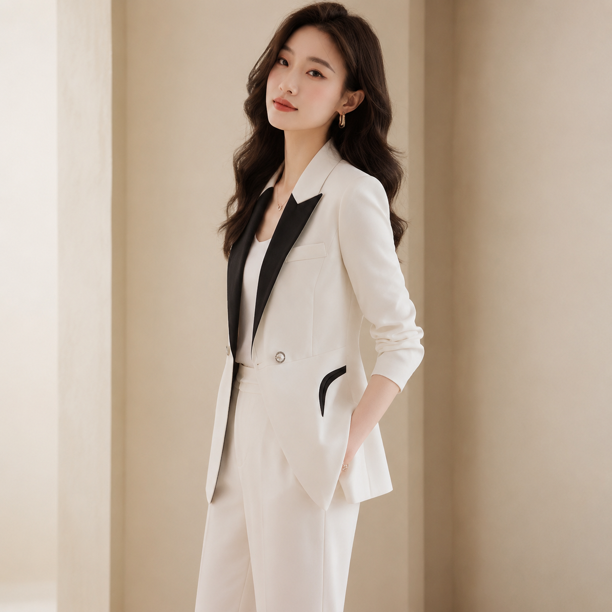Blazer Femminile Scollo Sottile – Design Asimmetrico, Adatto per Lavoro e Uso Casual 2