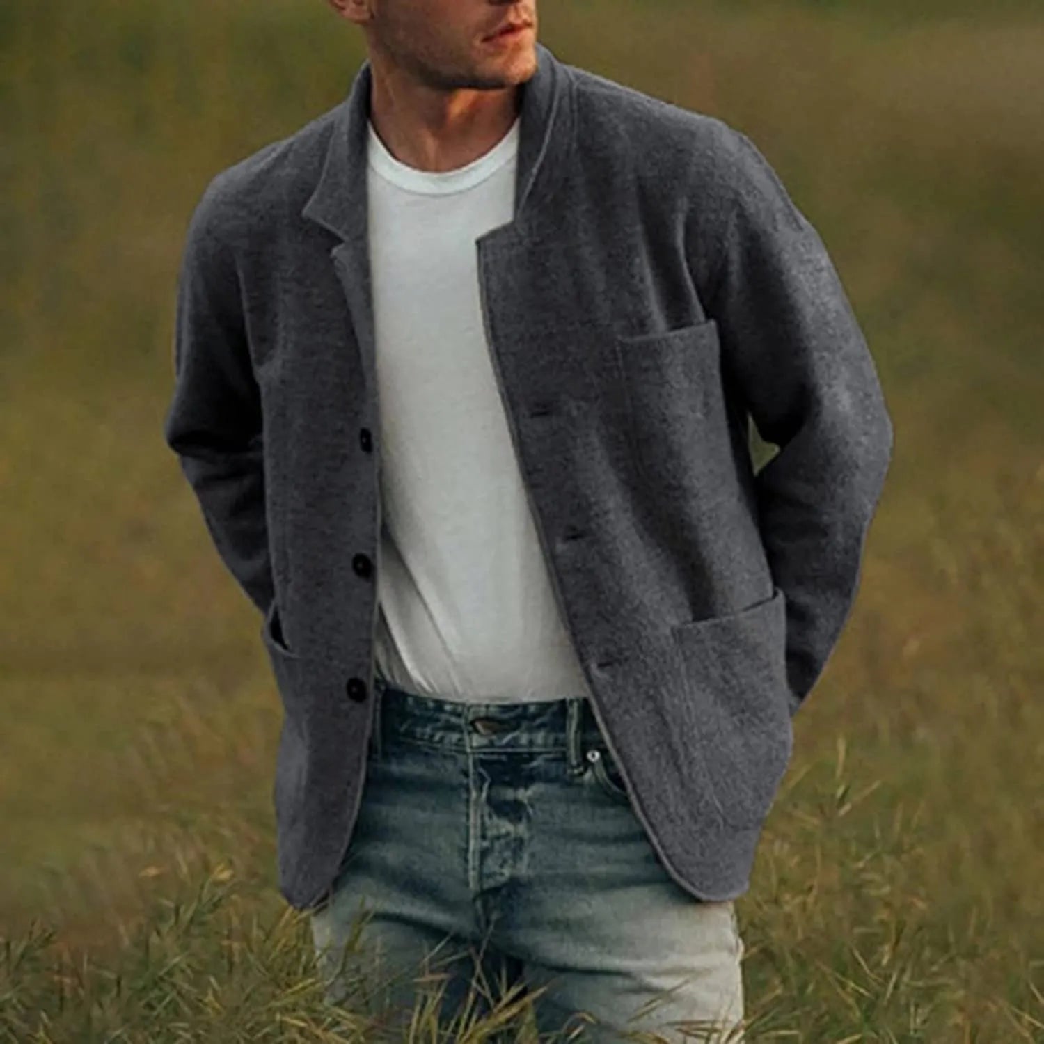 Blazer elegante da uomo con tasche 0